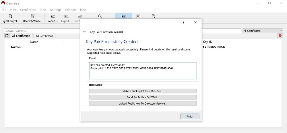 PGP key pair created