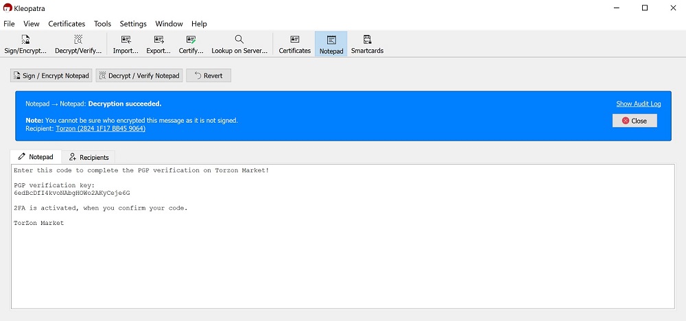 kleopatra Decrypt Message